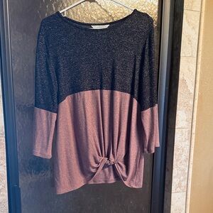 Market & Spruce Black and Pink Long Sleeve Top
